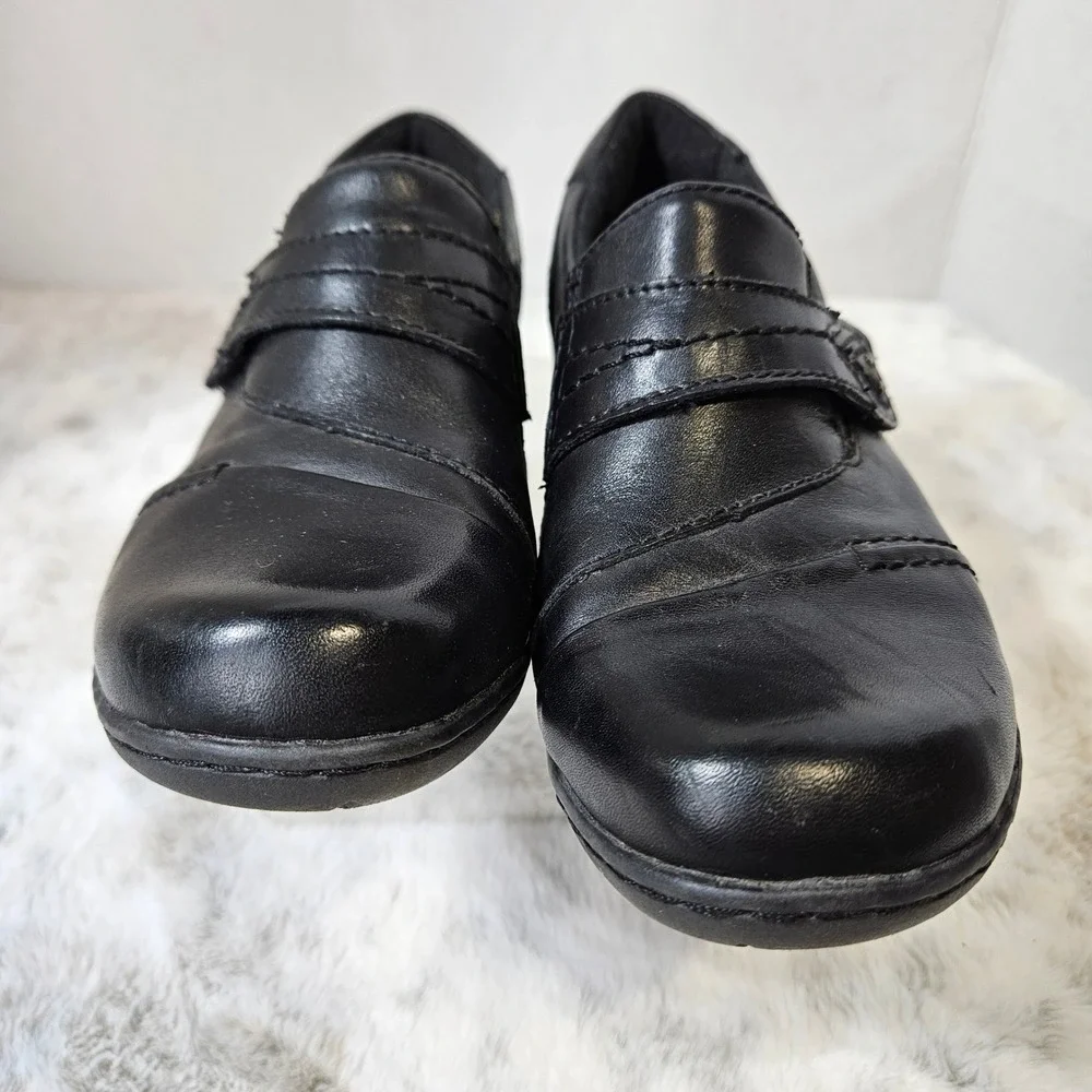 Earth Origins Black Gina Leather Loafers 6W WIDE Casual Comfort Shoes Whimsigoth